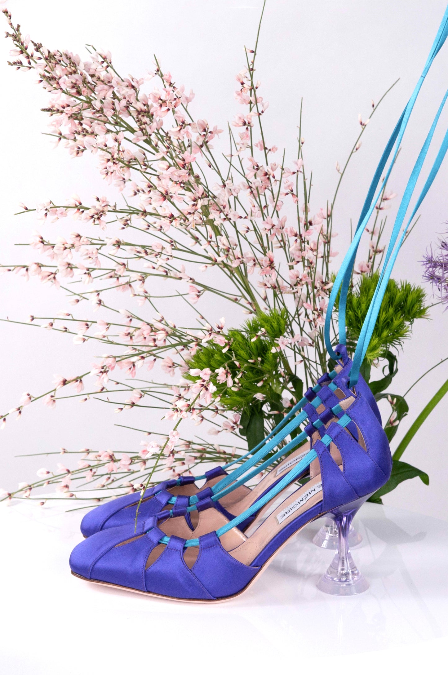 "ANTARES" Purple+Petrol - Satin Laced Up Pump