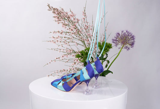 "ANTARES" Pavone - Satin Laced Up Pump