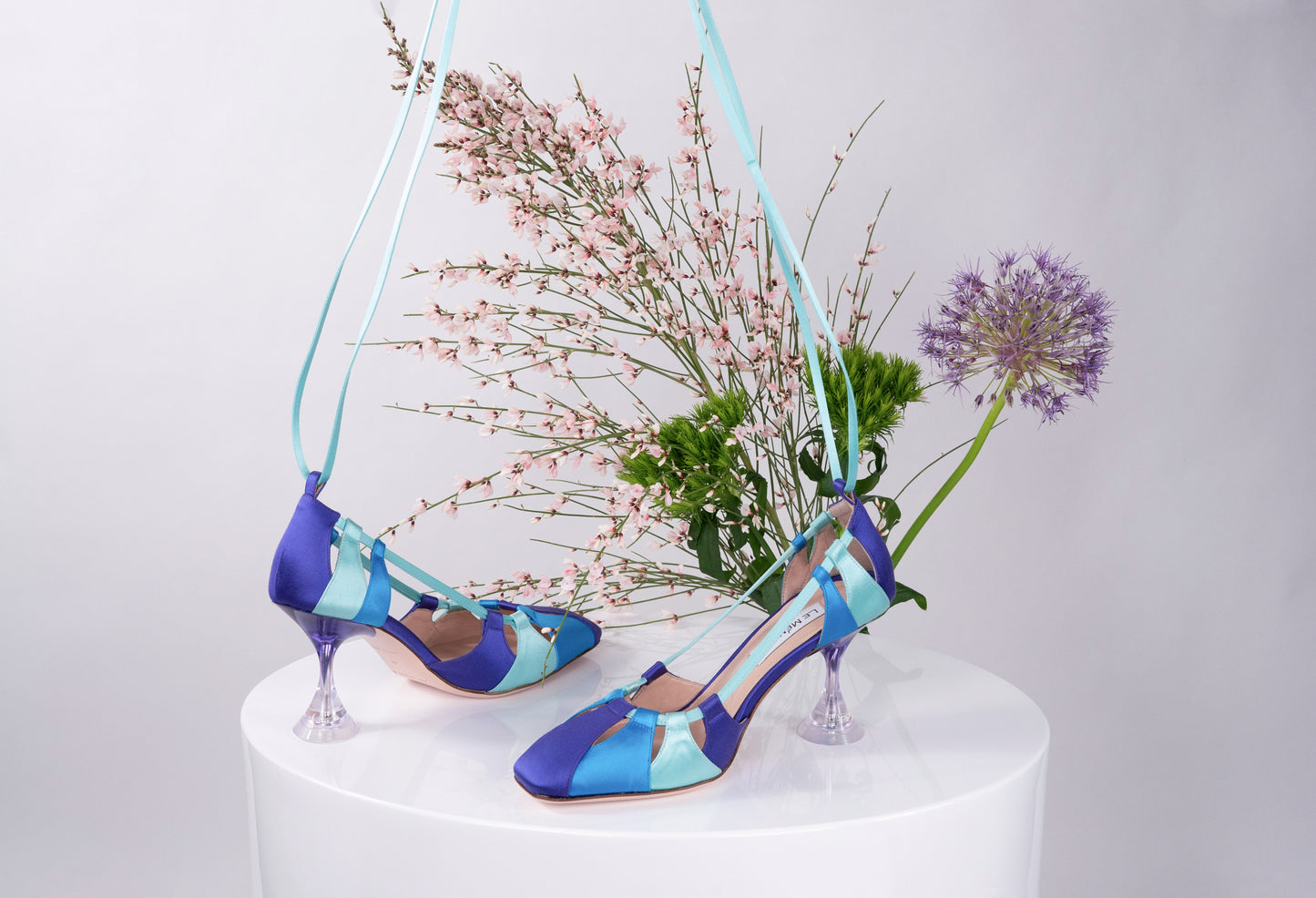 "ANTARES" Pavone - Satin Laced Up Pump
