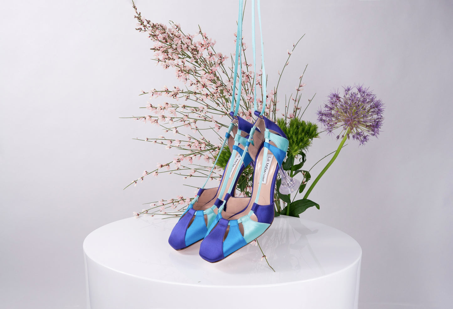 "ANTARES" Pavone - Satin Laced Up Pump