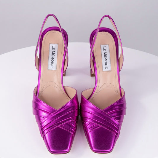 "MIRA" Metal Fucsia - Nappa Sandal Sling Back