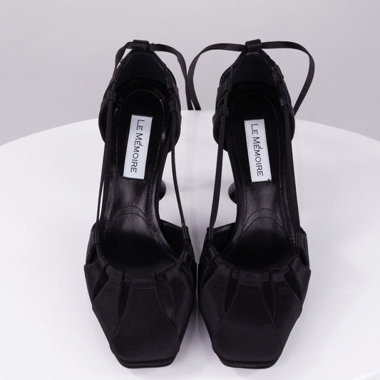 "ANTARES" Black - Satin Laced Up Pump