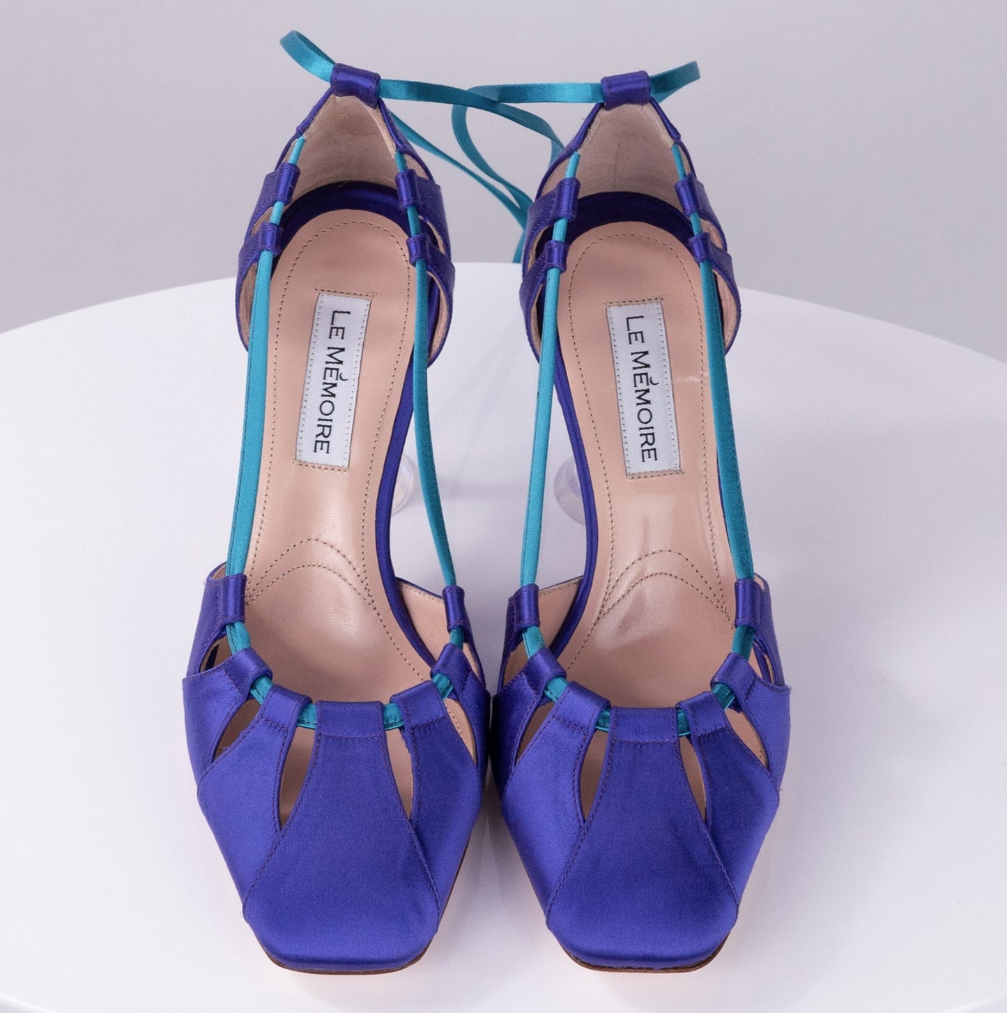 "ANTARES" Purple+Petrol - Satin Laced Up Pump