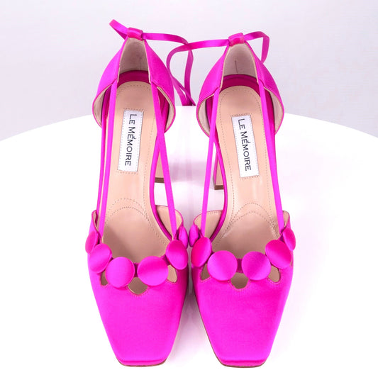 "MOON" Fucsia-Satin Laced Up Pump