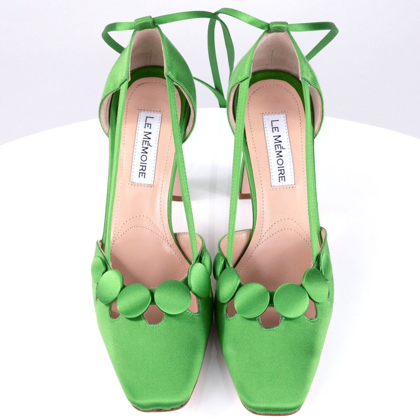 "MOON" Green-Satin Laced Up Pump